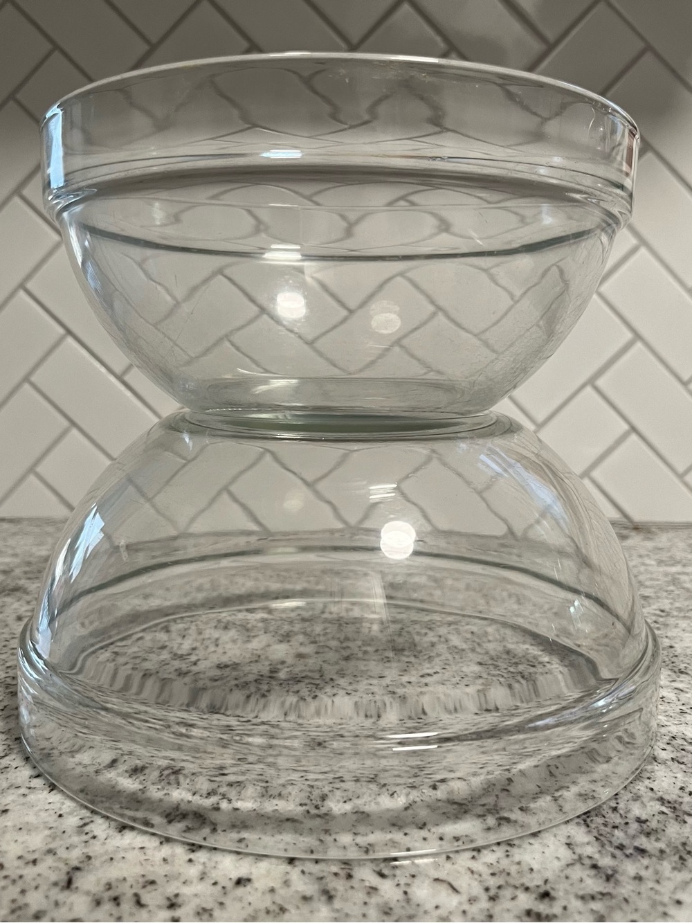Vintage Arcoroc France Glass Nesting Mixing Bowls Set 2 7.5” & 8.5”